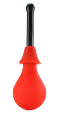 Klasický nástroj pro domácí provádění anální spršky má tvar gumového balónku s trubičkovým nástavcem